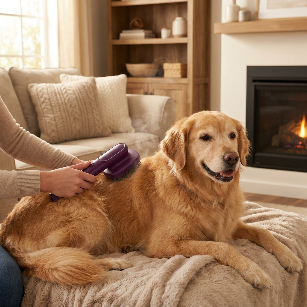 Purple - 3-in-1 Electric Steam Pet Brush
