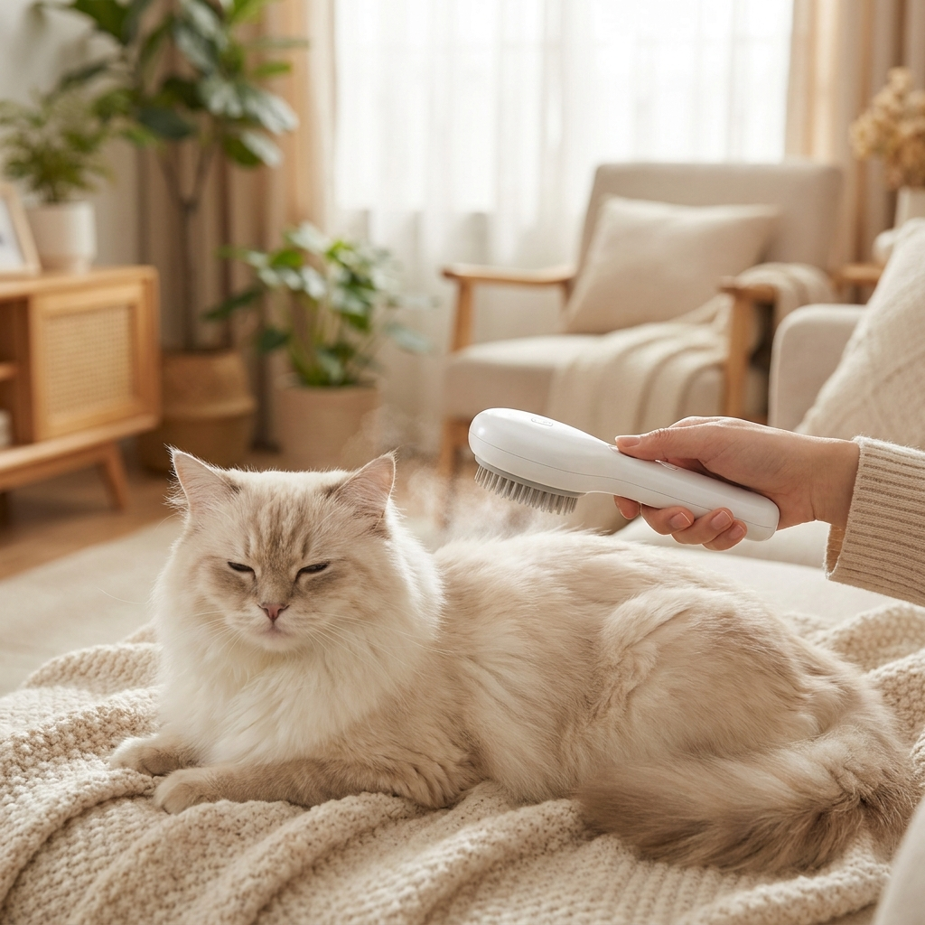 Porcelain White - 3-in-1 Electric Steam Pet Brush