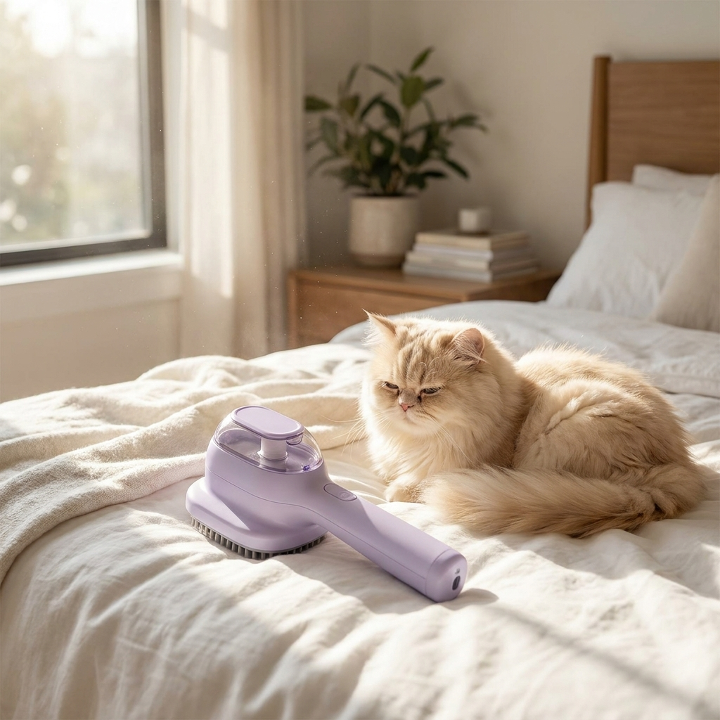 Light Purple - 3-in-1 Electric Steam Pet Brush